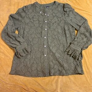Green Lace Button-Up Blouse by pretty garden size large NWT